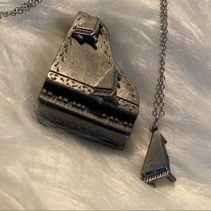 Vintage 90’s - pewter jewelry- Piano (Earring Necklace Pin)